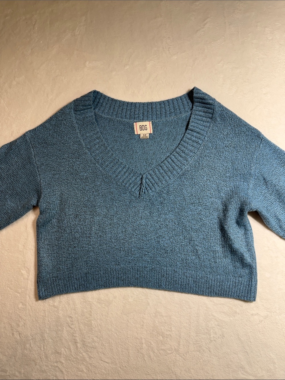 BDG Urban Outfitters Brand Blue V-Neck Cropped Knit Sweater